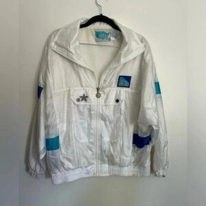 IXSPA 2000 White with Color blocks 80s Windbreaker, Size Medium